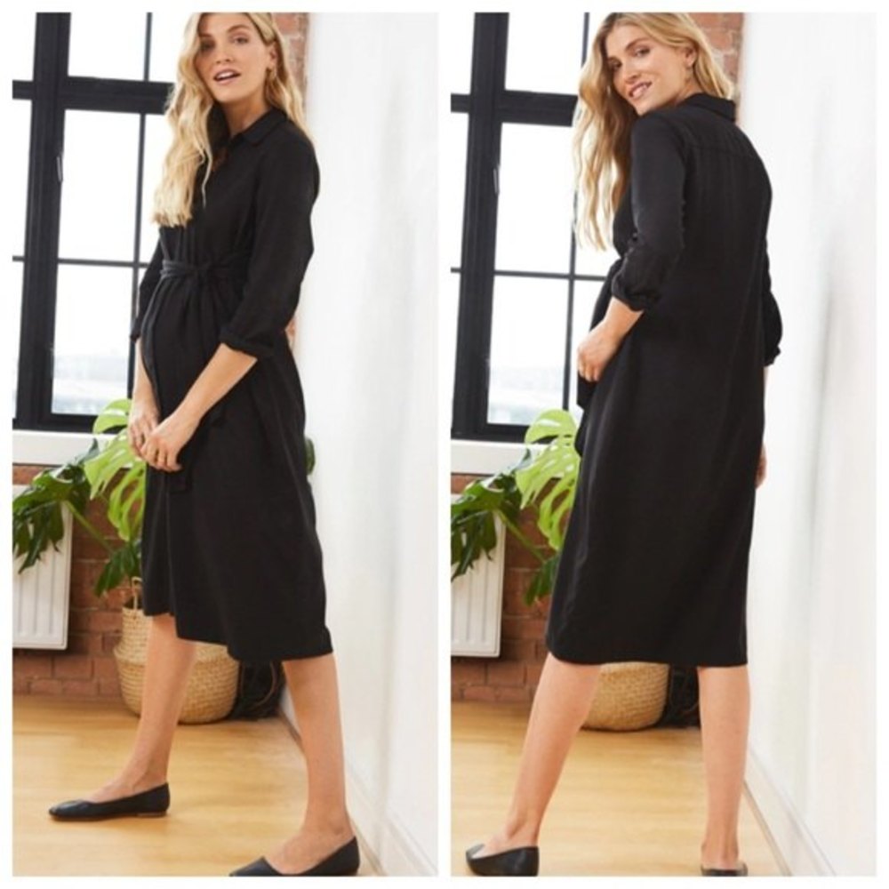 Isabella Oliver Black Midi Shirt Dress